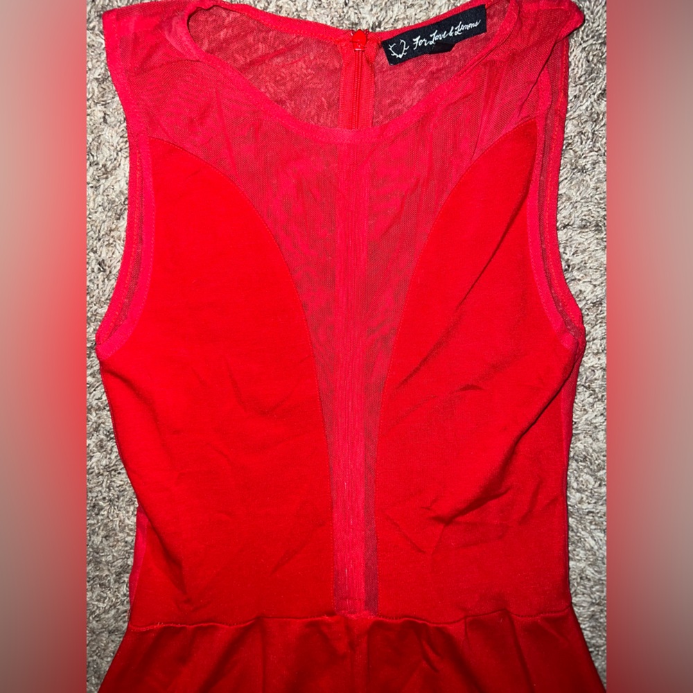 For Love And Lemons Red Mesh Dress small Valentine’s Day - Picture 2 of 4
